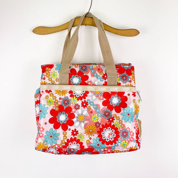 LeSportSac x Tokidoki Colorful Floral Tote Bag Purse Top Handle Weekender RARE - Picture 1 of 14